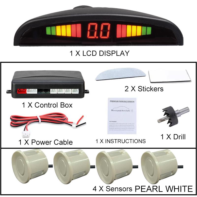 New LED Parking Sensor System Backlight Parktronic Monitor Display Kit Backup Detector Assistant 4 Probes