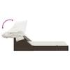 Double Sun Lounger with Canopy and Cushions Brown Poly Rattan