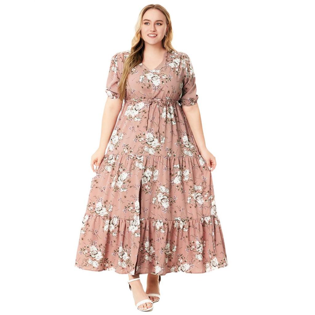 Sommer-Damenkleid, Übergröße, böhmische bedruckte, lockere Kleider