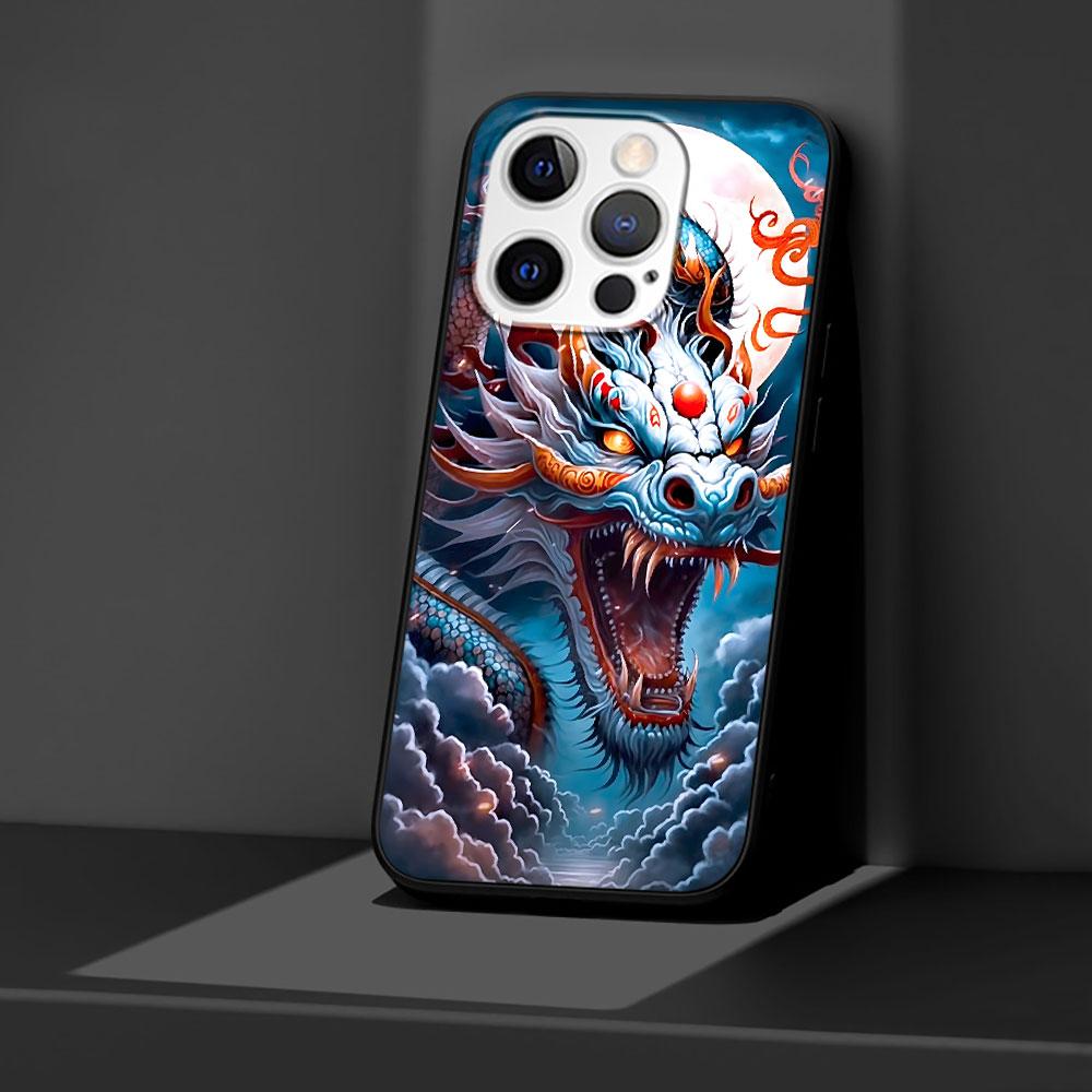 Cartoon Dragon Case for Apple iPhone 14 11 7 SE 2020 8 X XS 13 12 Mini XR 15 Pro Max Silicone Black Soft Phone Cover