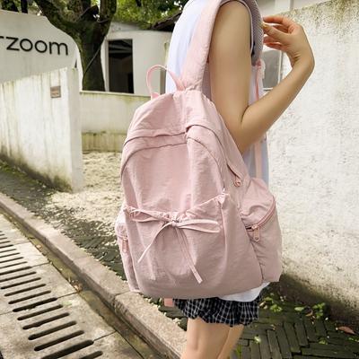 Niche Design New Simple Backpack Travel Versatile Backpack Lightweight Solid Color Large Capacity Student Bag