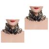 2Pcs Women Faux Silk Scarf Printing Faux Pearl Decor Lace Trim Lightweight Scarf Hand