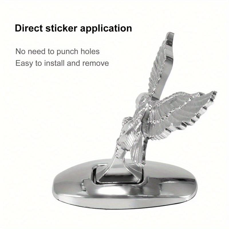 1pc Silver Eagle Shaped Car Ornament with Waterproof Self-adhesive and Rustproof Engine Hood Eagle Stand, Chrome Plated Car Decoration
