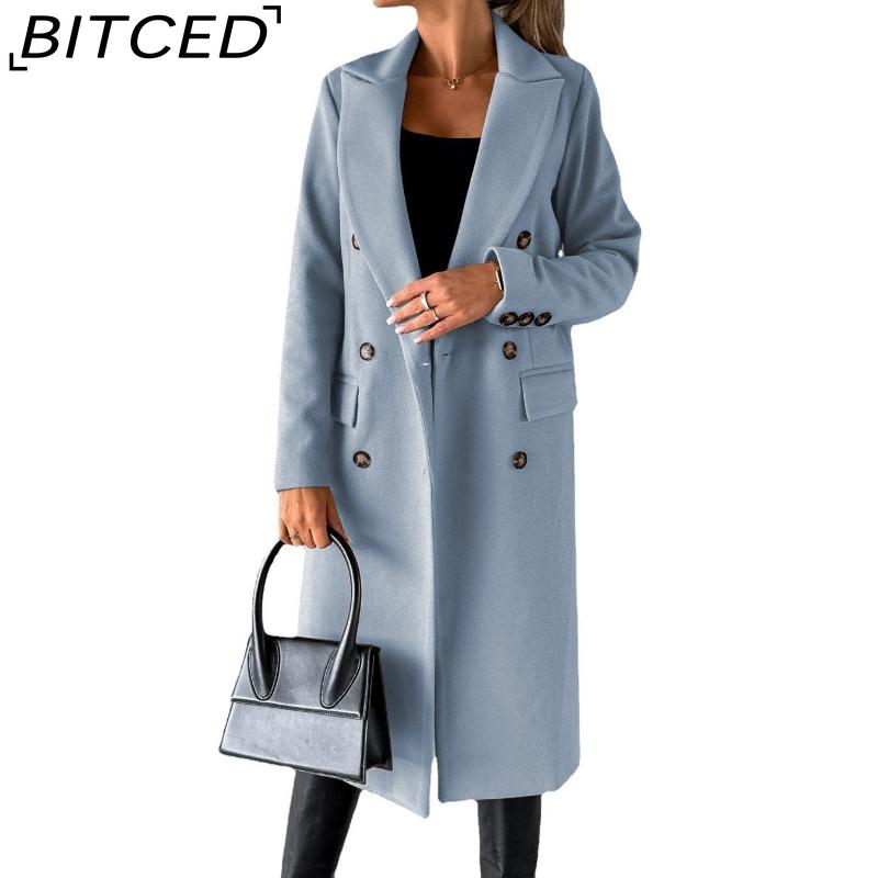 BITCED Women's Vintage Casual Lattice Print Autumn Winter Long Sleeve POLO Neck Jackets & Coats
