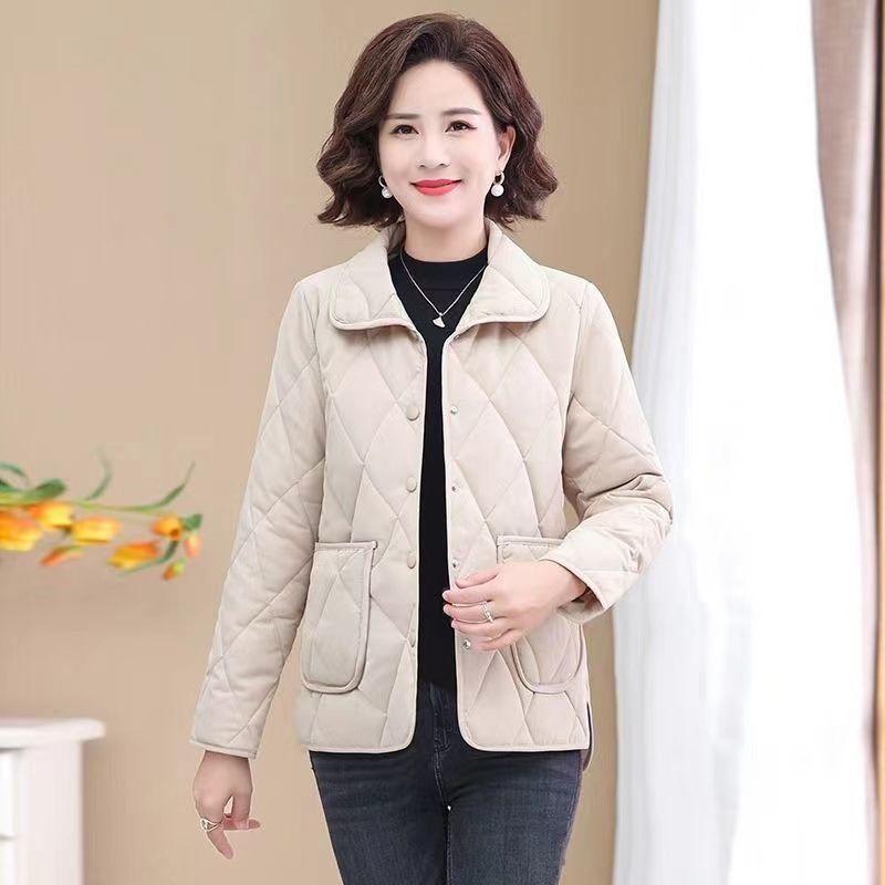 Spring and Autumn New Women's Lightweight Cotton Jacket Women's Short Solid Color Lapel Versatile Jacket