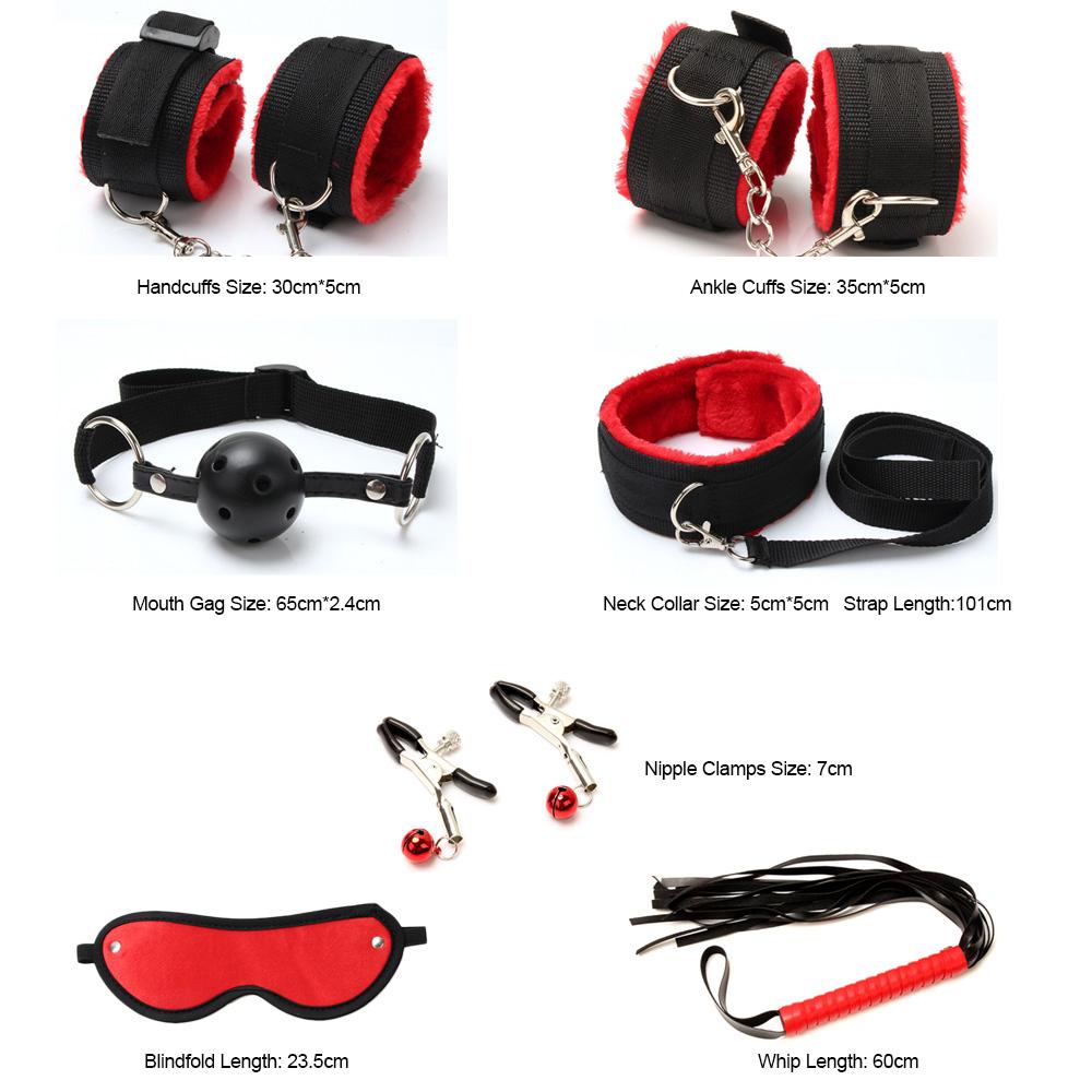 Red Black  Starter Kit Nipple Clamps Collar Cuffs Kink  Starter Kits