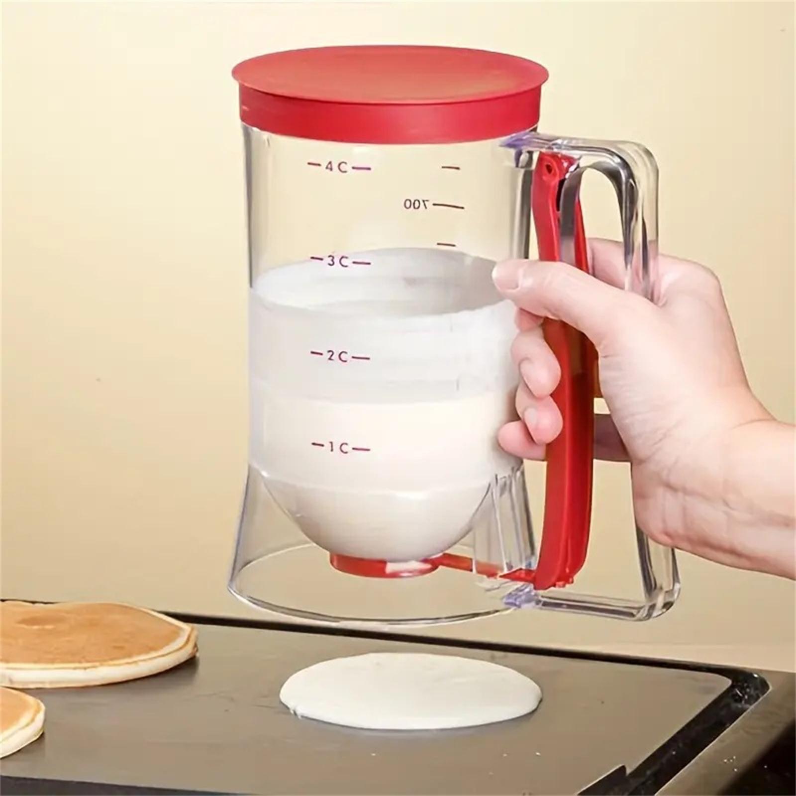 

Batter Separator Pancake Batter Dispenser with Measuring Label and Squeeze Handle Bracket Cookie Cake Waffles Batter