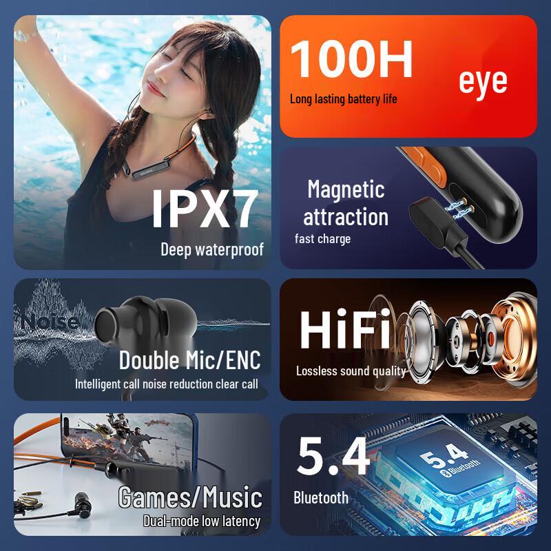 OAKS A30 Neckband Bluetooth Earphones