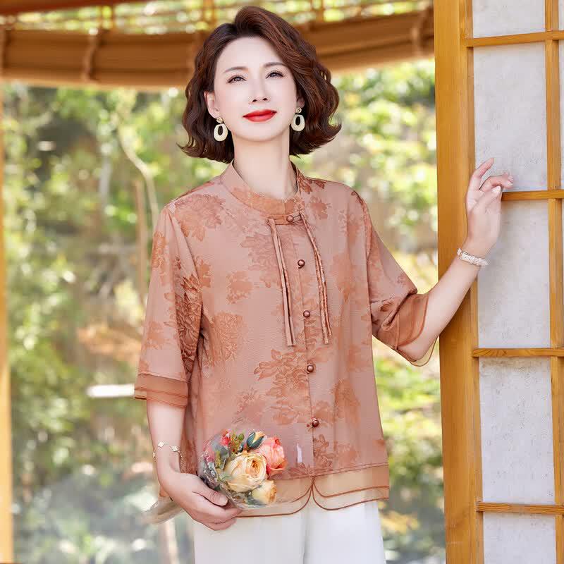 YUZHAOLIN Chinese Style Mid-Sleeve Shirt