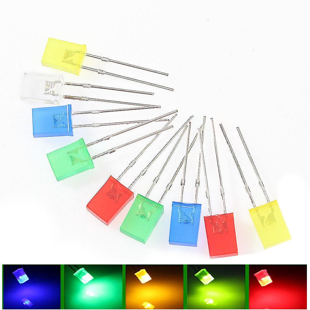 100PCS Square 2*5*7mm LED Light-emitting Diode 2X5X7mm LED Diode Red Yellow Green Blue White Diodes for DIY Electronic