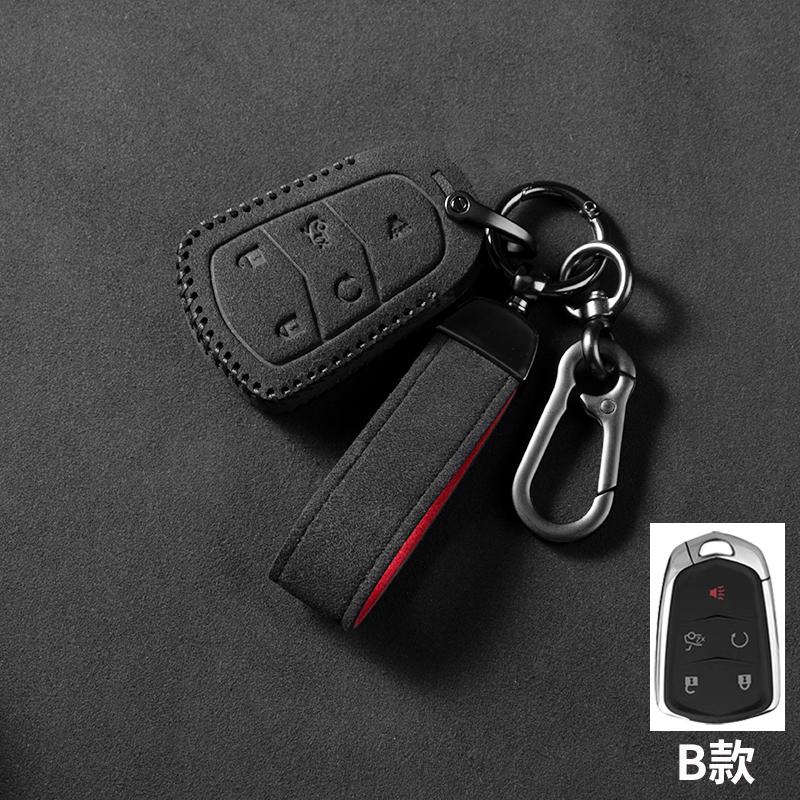 

Sport Suede Leather Car Remote Key Case Cover For Cadillac CT6 ATS CTS XTS SRX XT5 Escalade XTS DTS ESV ELR Car Accessories B-red