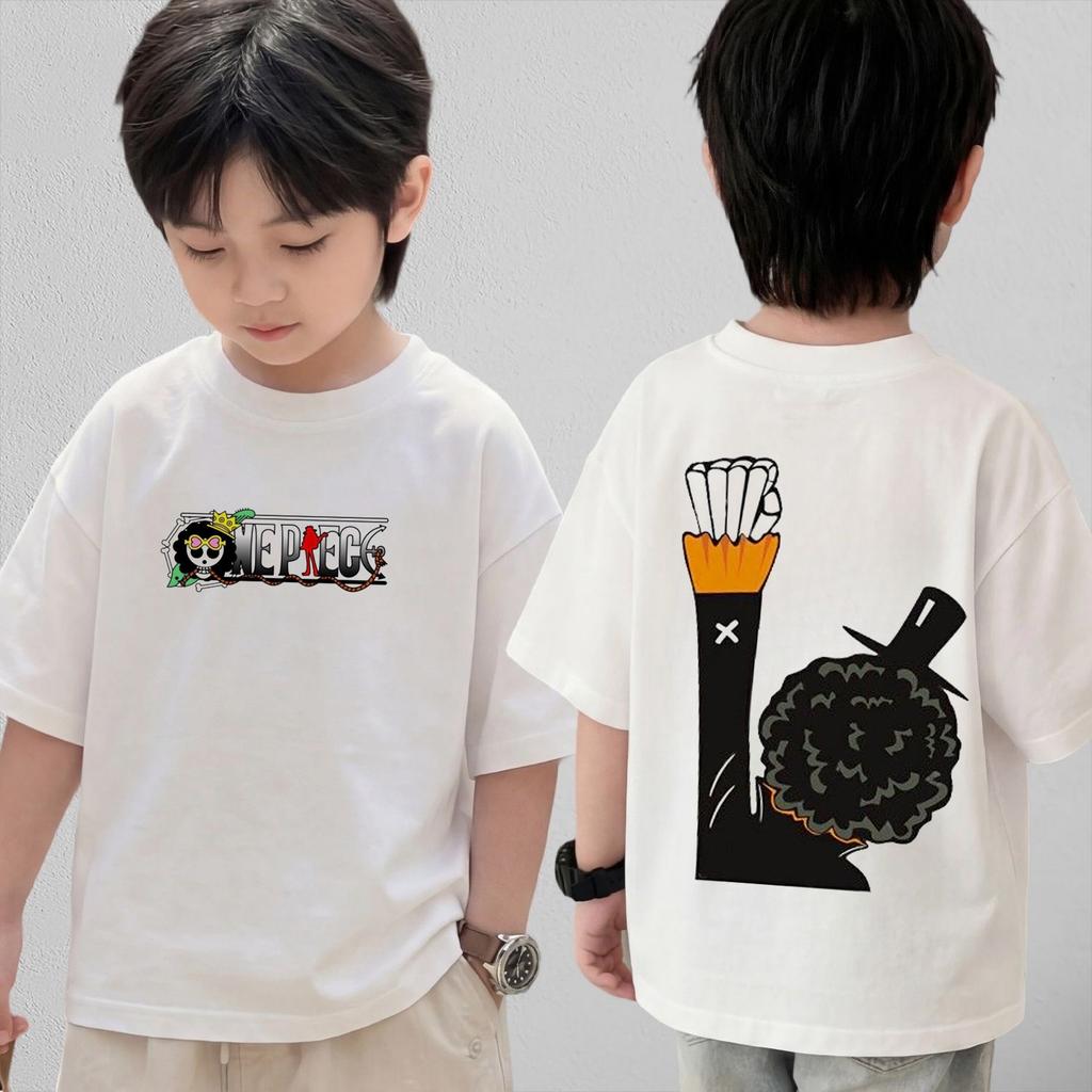 One Piece Cute Chibi Character Print Cotton T-Shirt  Kids Clothes 2026 Summer Short-Sleeve Casual Tee Tops
