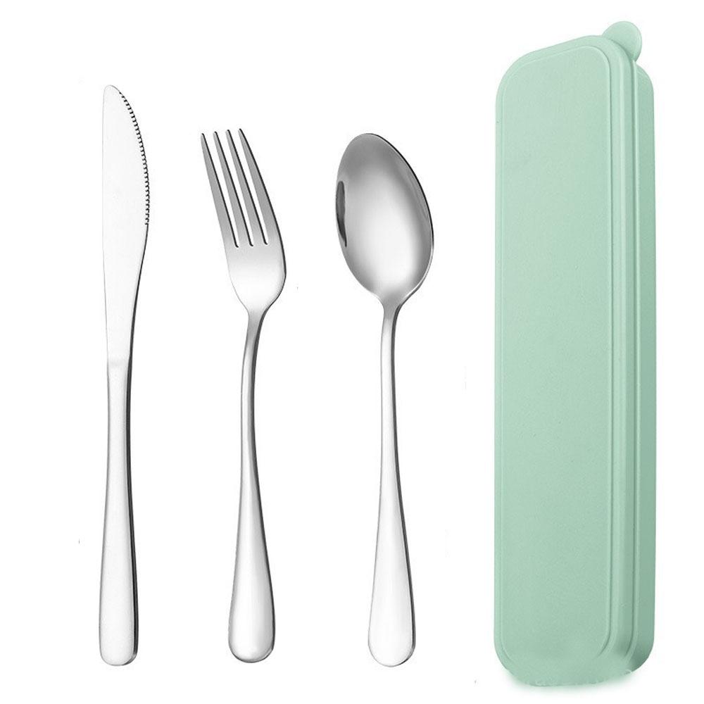 Portable Travel Utensils Set with Case Reusable Stainless Steel Silverware Flatware Camping Cutlery Include Fork Spoon Knife