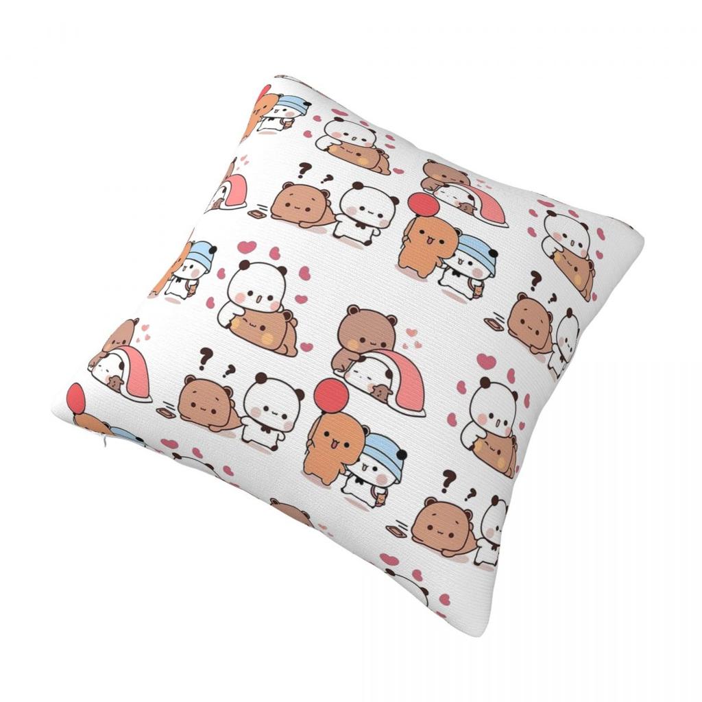 Bear And Panda Bubu Dudu Kawaii Pillowcase Double-Sided Printing Cushion Cover Decoration Pillow Case Cover Bedroom Square 45X45