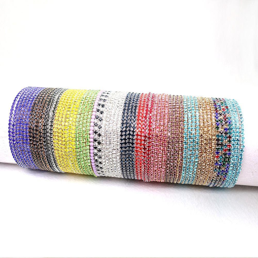 Jewelry Elastic Crystal Bracelet Bling Colored Bangle Fashion Single Rhinestone Bracelet  Girl