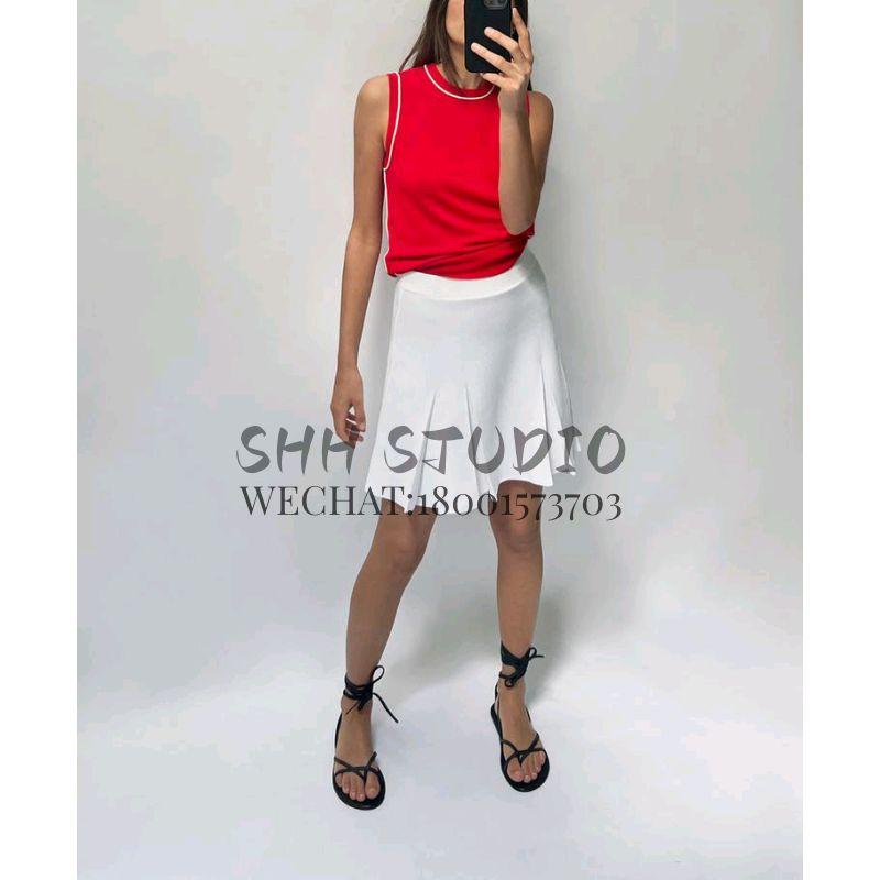 Spring New Arrival Fashion Casual Vest round Neck Straight-leg Slim-Fit Contrast Colors Trim Plain Stitch Tops 8851008
