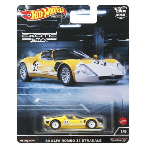 Hot Wheels Car Culture Exotic Envy Alfa Romeo 33 Stradale (Ages 3 and up) HCJ91 Yellow 1/64 Scale