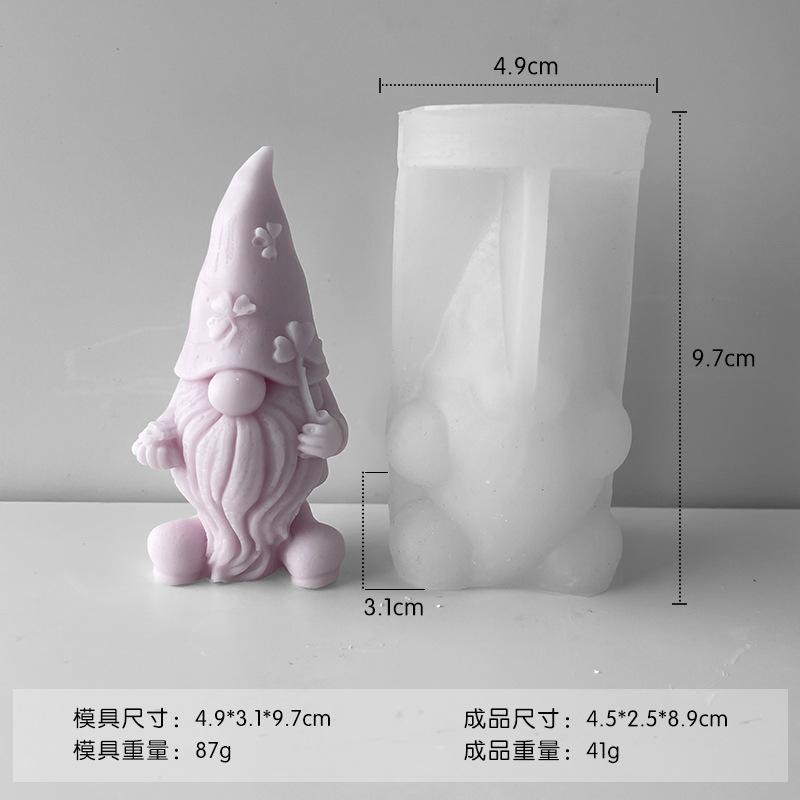 Weihnachten 3D Zwerg Silikon Kerzenformen DIY Glücksklee Älterer Aromath Wachsform Gipsstatue Harzgusswerkzeuge Heimgeschenke