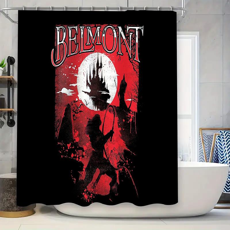 

Gothic Horror Bat Halloween Shower Curtain Spooky Vampire Skull Dark Forest Bathroom Decor Vintage Halloween Party Supplies W60H190(CM)-1 Pcs