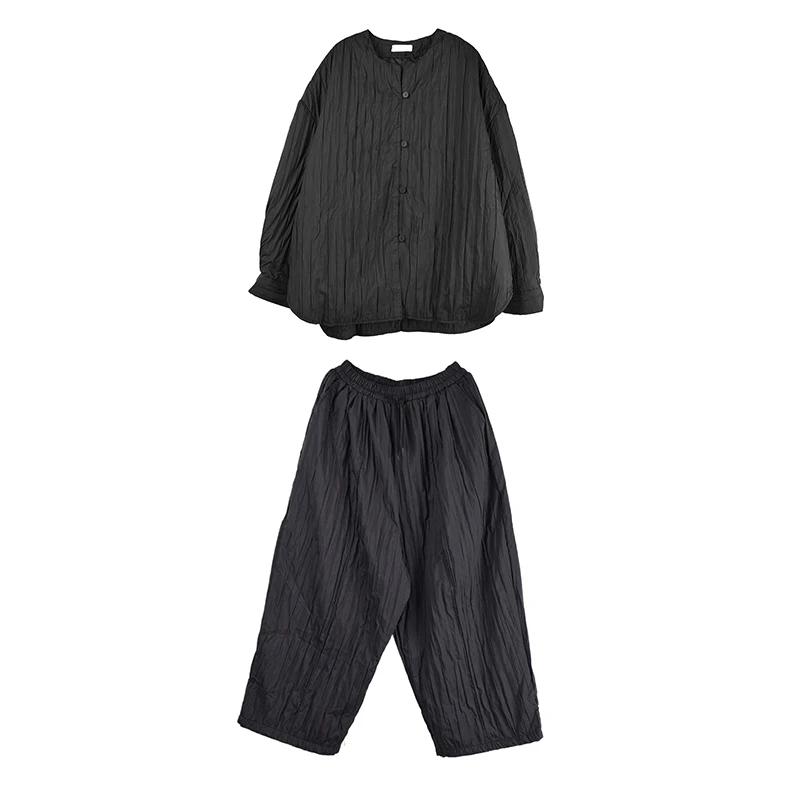 

XITAO Складной Однобортный Полосатый Сочетающийся Женский Комплект GMM1297 One Size чёрный