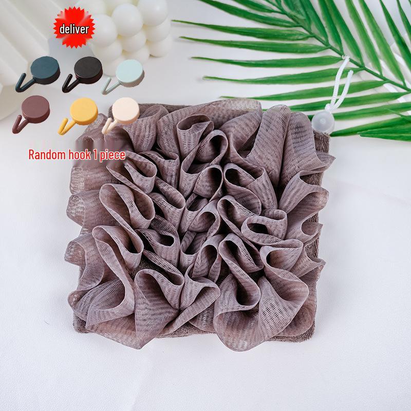 Korejská exfoliační koupelová houba a ručník s držákem na mýdlo - inspirováno celebritami, přenosné, design dva v jednom