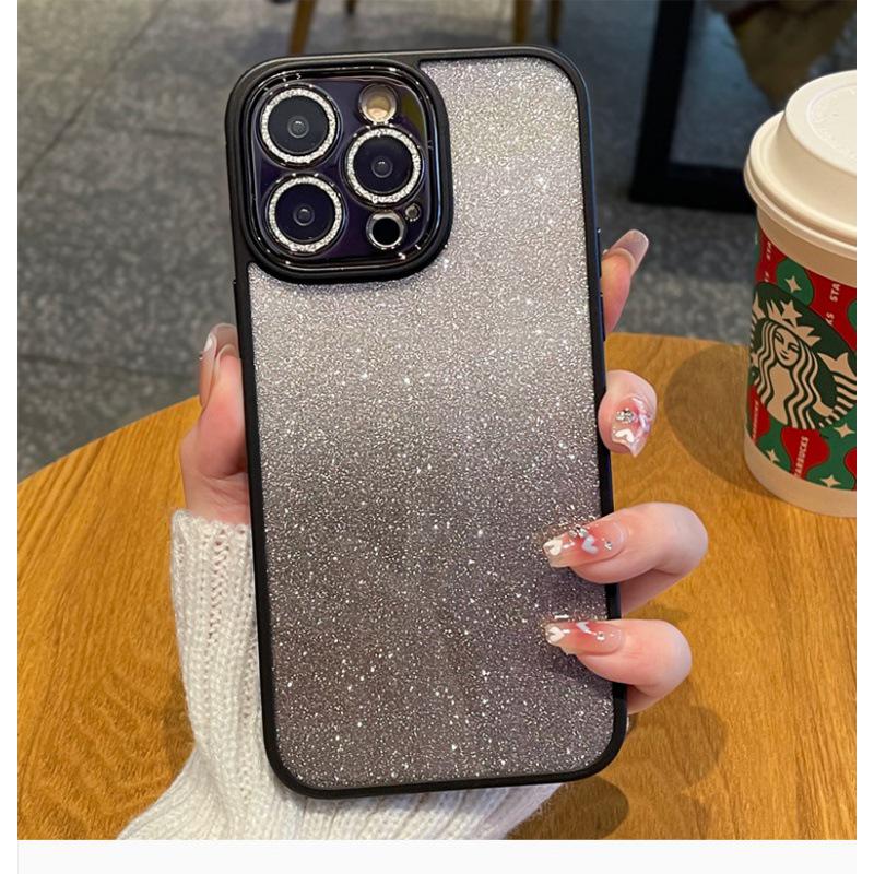 Glitter Gradient Lens Protector Case for iPhone 12 & 16 Pro Max