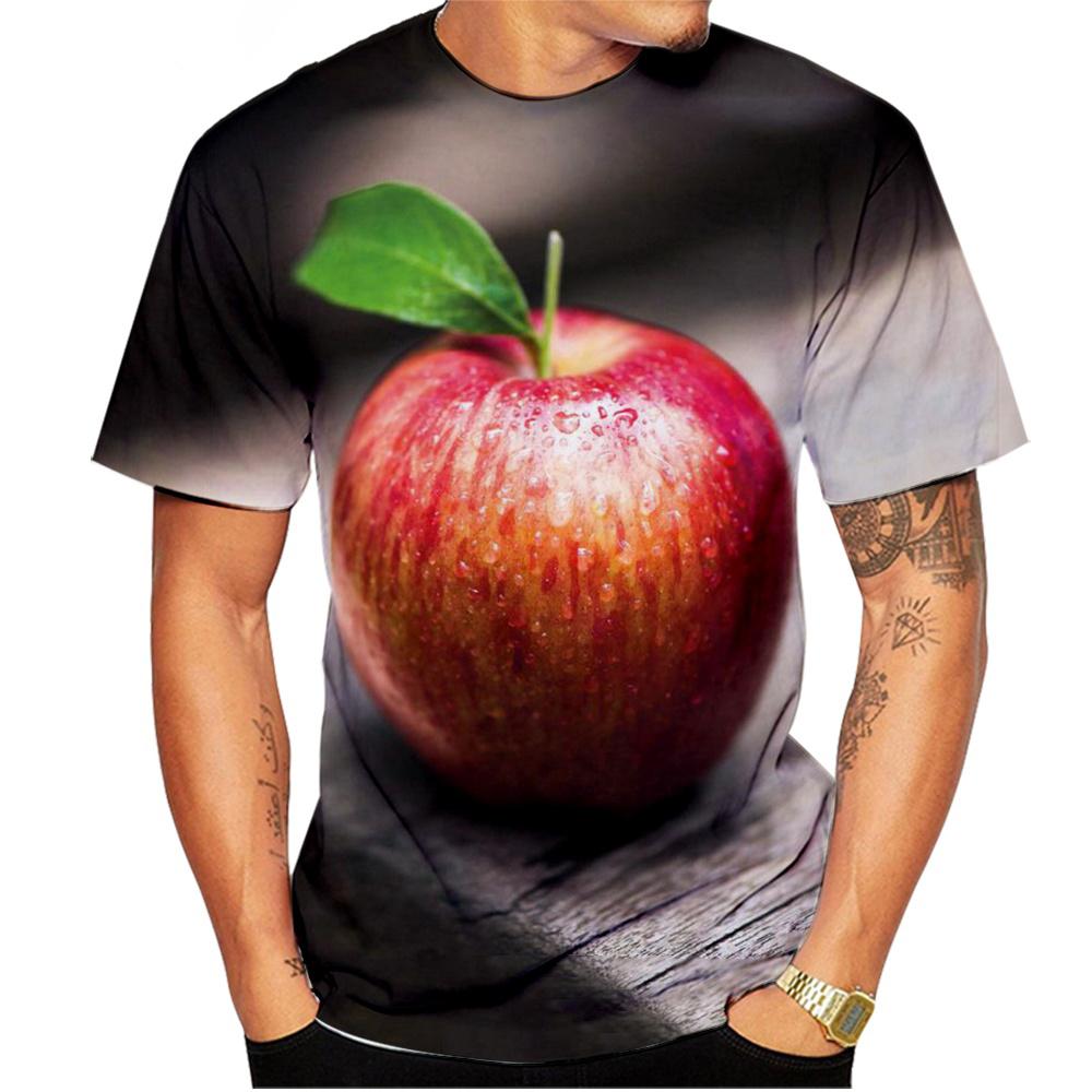 

Фрукты Яблоко 3D-принт Летние Мужские Футболки с Коротким Рукавом Повседневные Футболки Оверсайз Харадзюку S