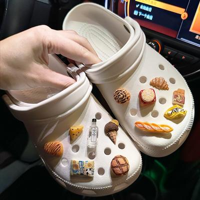 Shoe Charm DIY Pins 3D Artificial Bread Chocolate Decoration Buckle for Hole Shoes Charms Set Accessories Kids Boy Girls Gift