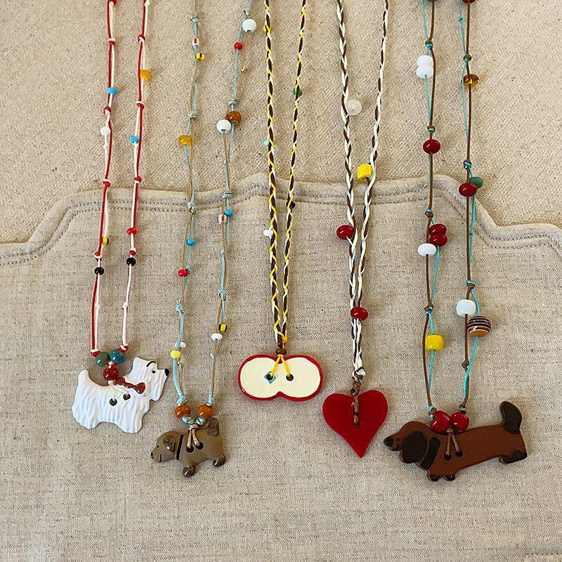 Wax Rope Acrylic Dripping Oil Puppy Pendant Necklace Niche Personality Creative Collarbone Chain Versatile Temperament Fashion Jewelry