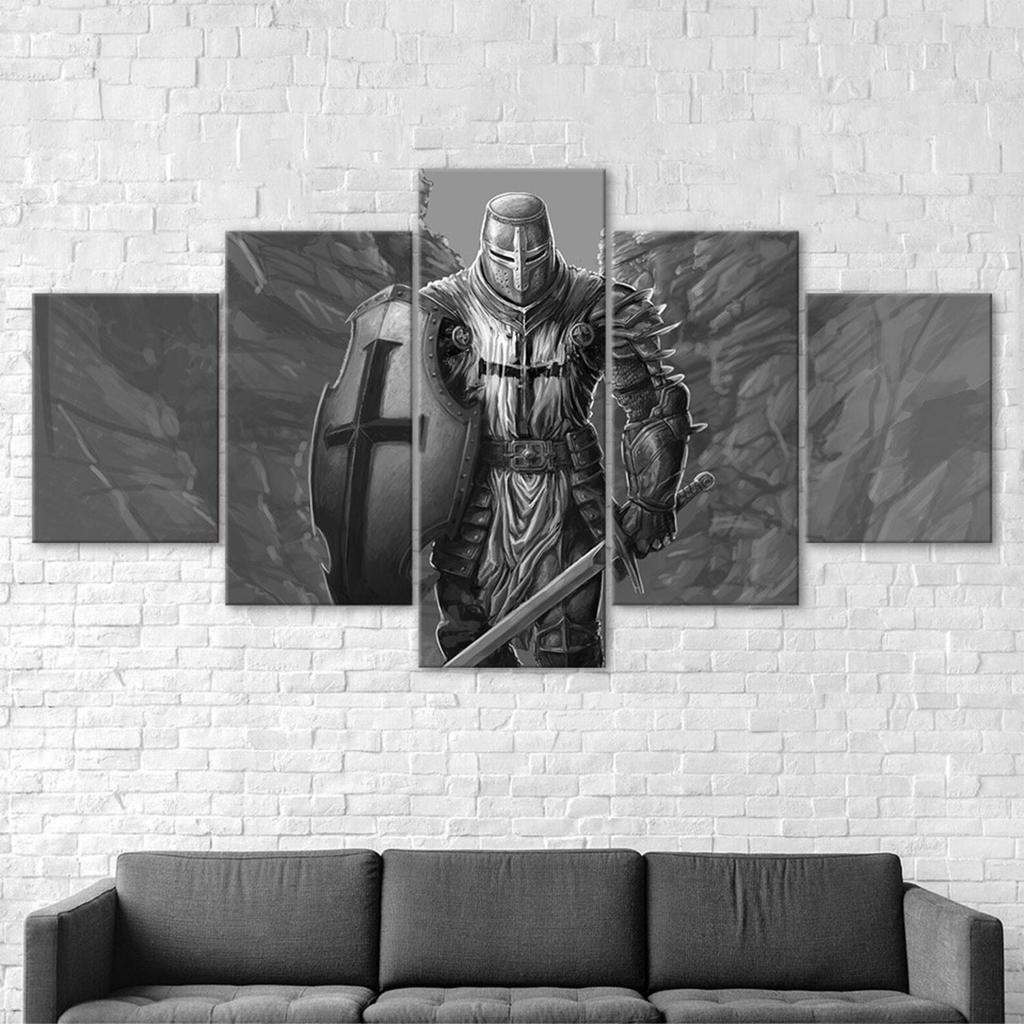 Şövalye Savaşçı Kanvas 5 Parça Beş Panelli Duvar Baskısı Modern Sanat Poster Resim Ev Dekorasyonu Hediye Ona Kendisine