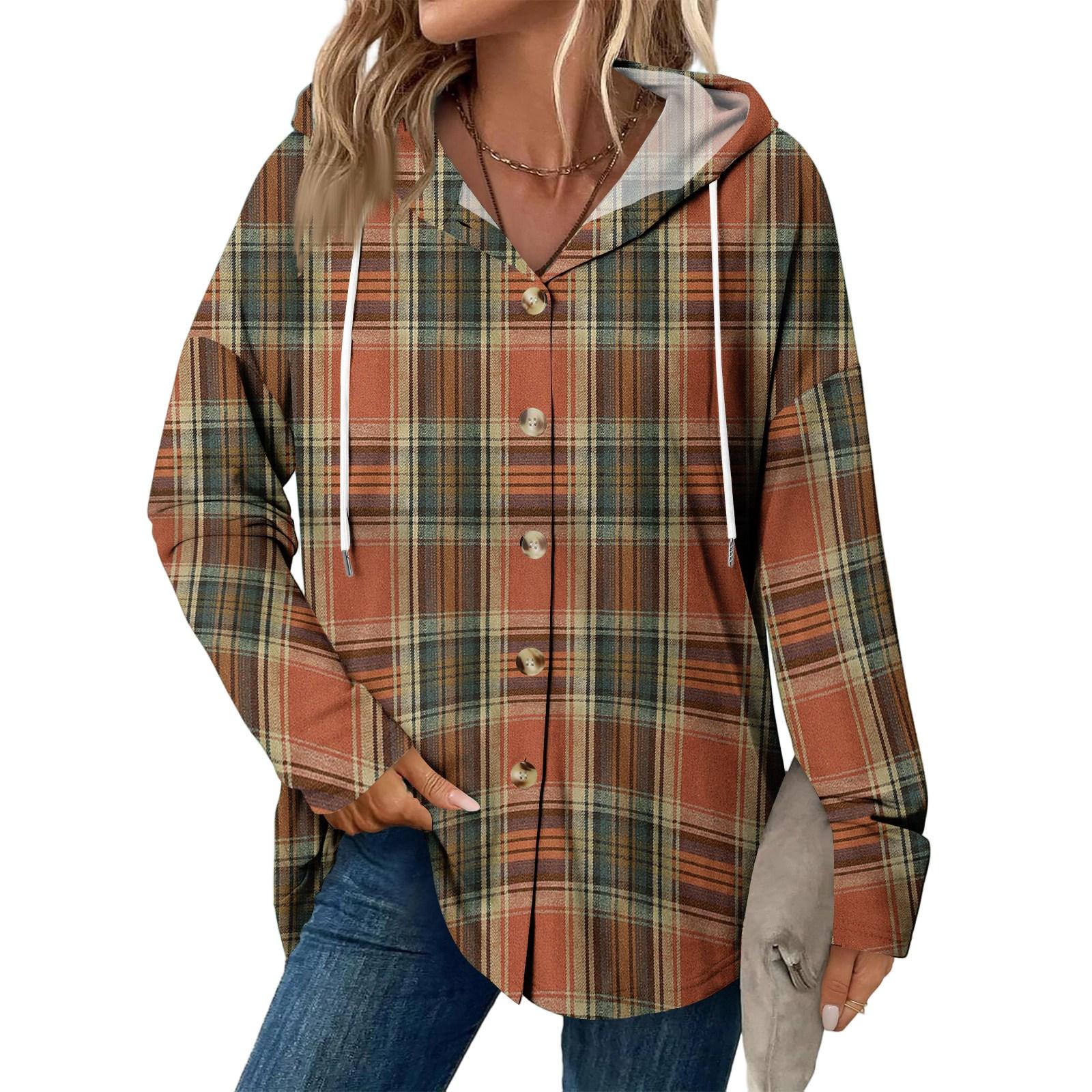 

Жіночий модний повсякденний реглан з довгим рукавом, куртка на шнурку, вінтажне пальто з капюшоном на ґудзиках XXL