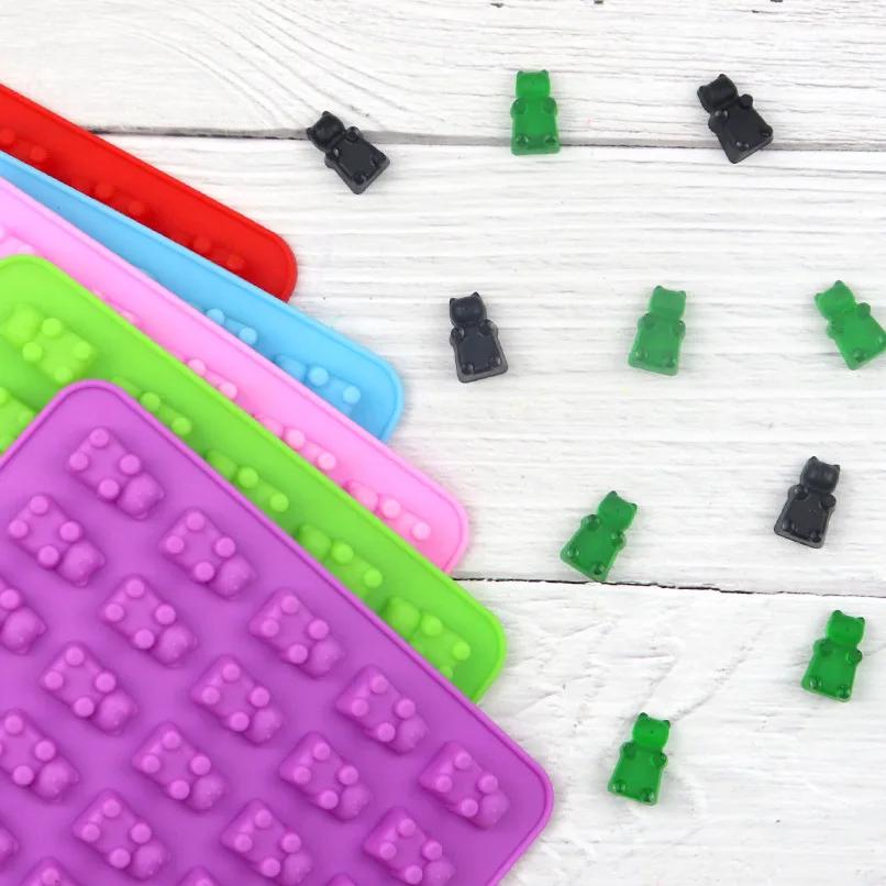 50 Grids Gummy Bear Mold Silikonowy Słodki Miś Galaretka Formy z Kroplomierzem Cukierki Czekoladowe Fondant Formy DIY Narzędzia Do Dekoracji Pieczenia