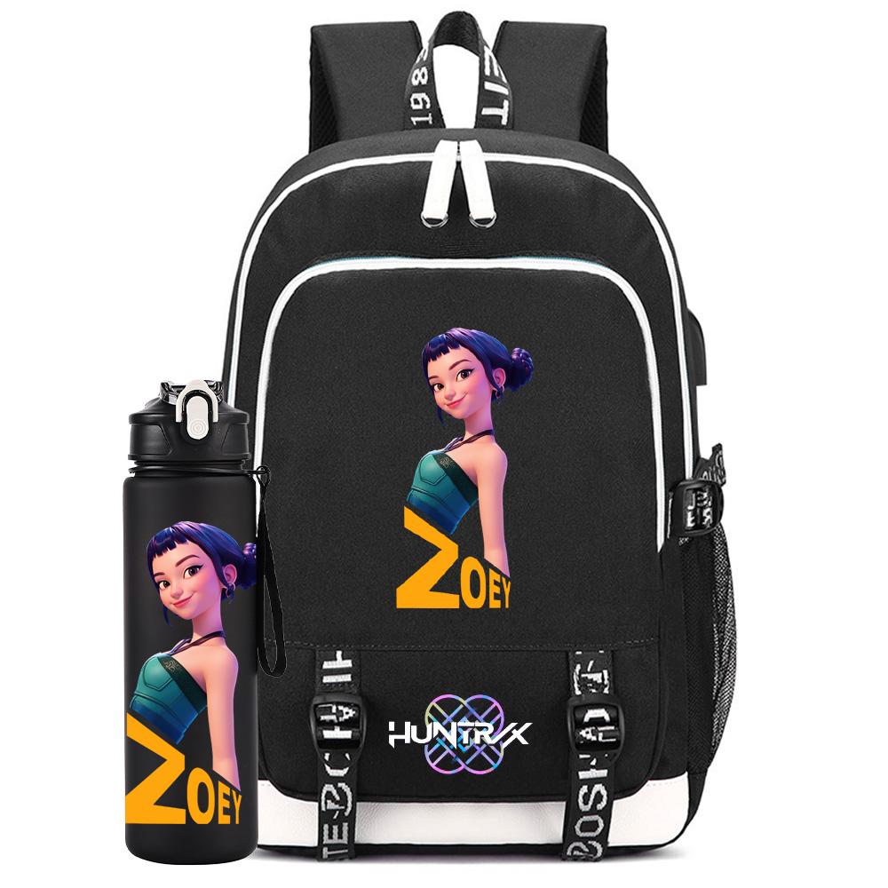 2 st/set K-pop Ryggsäck Stor Kapacitet Bokväska Med 750 ml Vattenflaska Laptop Elev Pojke Flicka Skolväska Vattentät Resväska Barnpresent Mochila