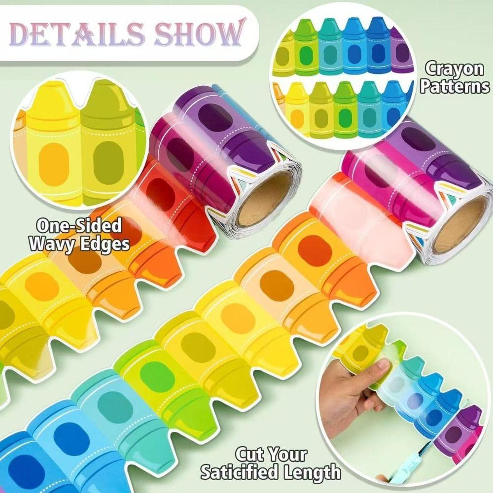 3D Visual Effects Border Trim Waterproof Self-adhesive Pencil Pattern Border Chalkboard Border DIY Noticeboard Trim Kidrooms