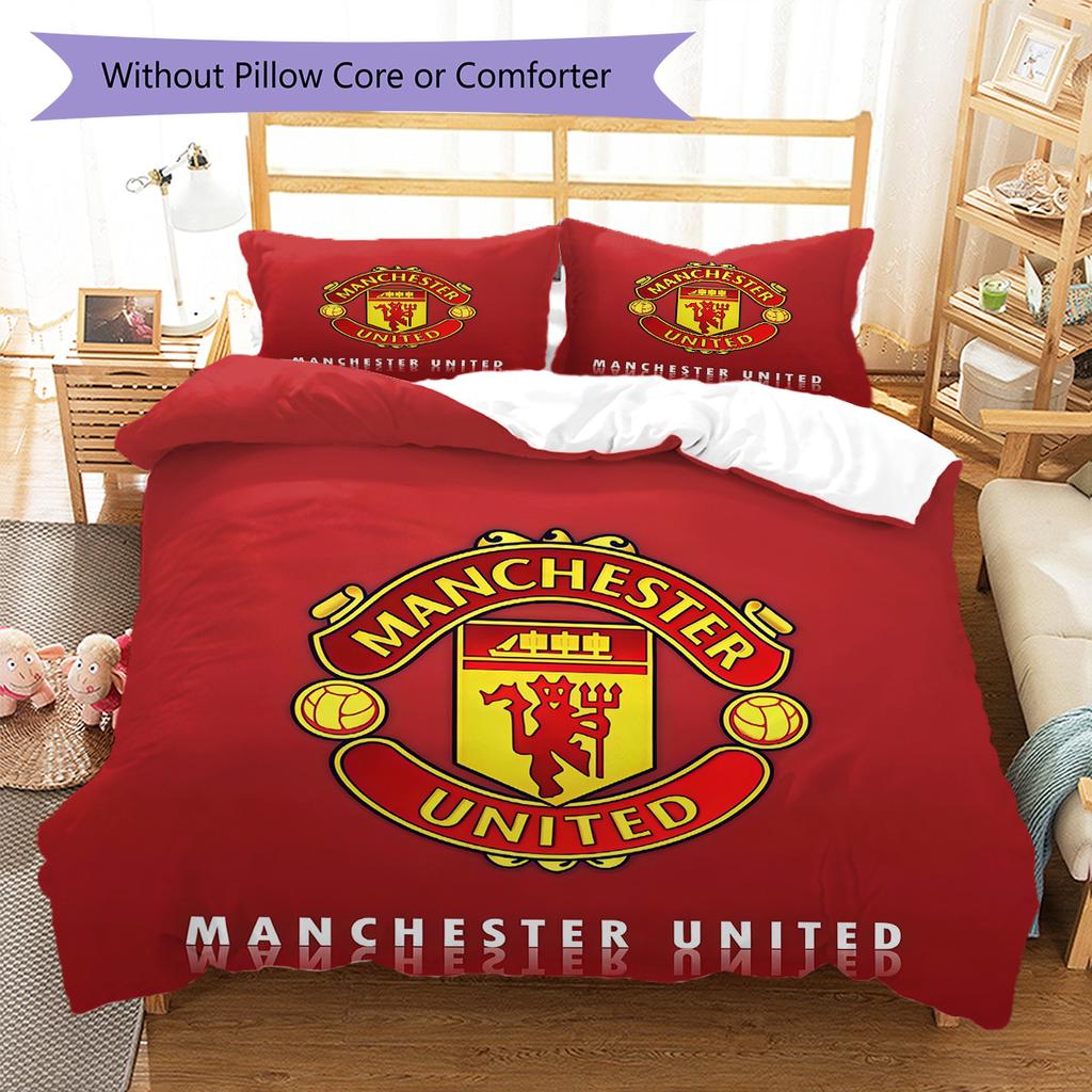 Man Utd Bedding Quilt Set Quilt Cover Pillowcase Home Decoration Birthday Gift (1 * duvet cover + 2 * pillowcase, without core)