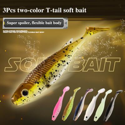 3Pcs 7.5CM/2.6G Soft Fishing Lure with Glitter Paddle Tail Realistic Bionic Colorful