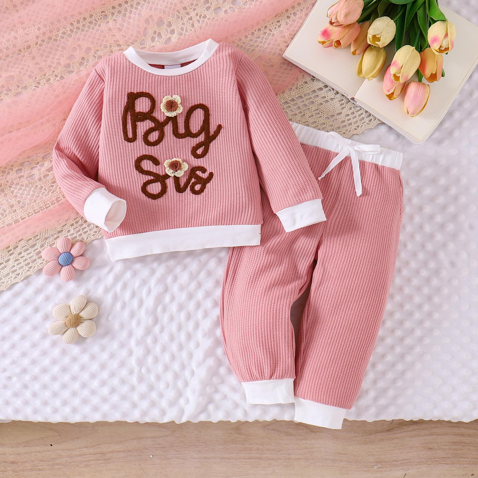 

Детский повседневный комплект с длинным рукавом, удобные наряды для повседневной носки 5Y розовый