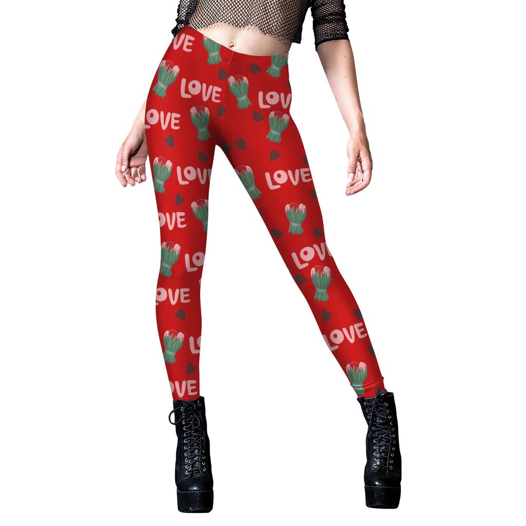 New Women's Pants Western Valentine's Day Love Printed Yoga Leggings