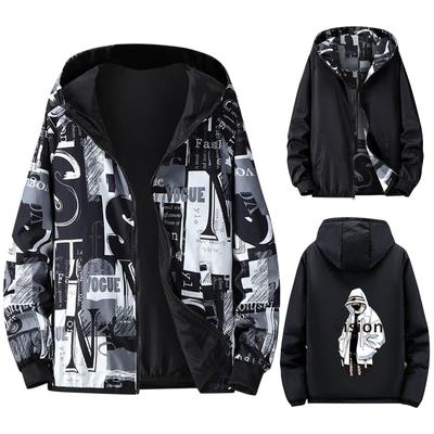 Men's Large Size Autumn Trendy Printed Coat Reversible Jacket