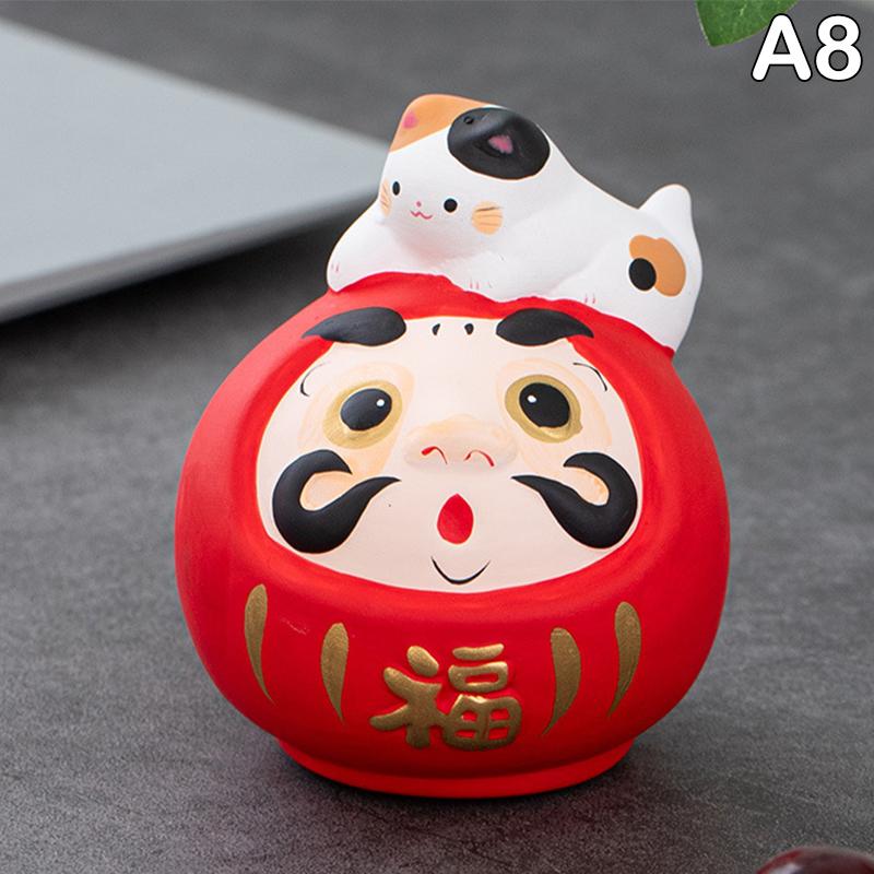 

Japanese Ceramic Daruma Piggy Bank Saving Coin Box Daruma Doll Crafts Lucky Charm Fortune Ornament Statue Figurine Feng Shui