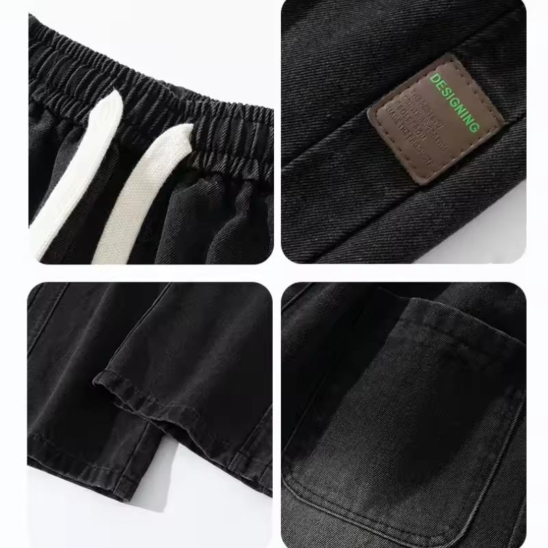 Men Autumn Wide Leg Washing Jean Pants Men Trousers Neutral Solid Color Loose Casual Straight Outdoor Fashion Pants Big Size