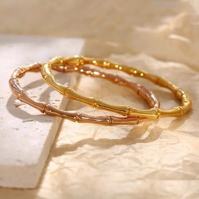 New Stainless Steel Gold Silver Color Bamboo Joint Bangles 2023 Trend Bracelet For Women Men Romantic Party Gift Fashion Jewelry
