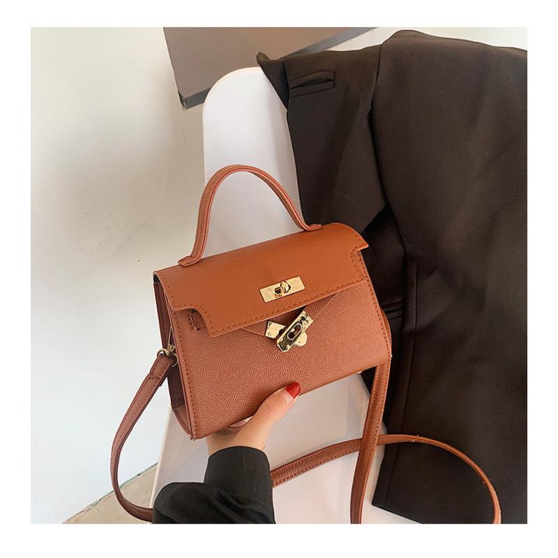 Minimalistische Faux-Leder-Schultertasche mit Schlossverschluss für Damen Trendige Crossbody-Tasche