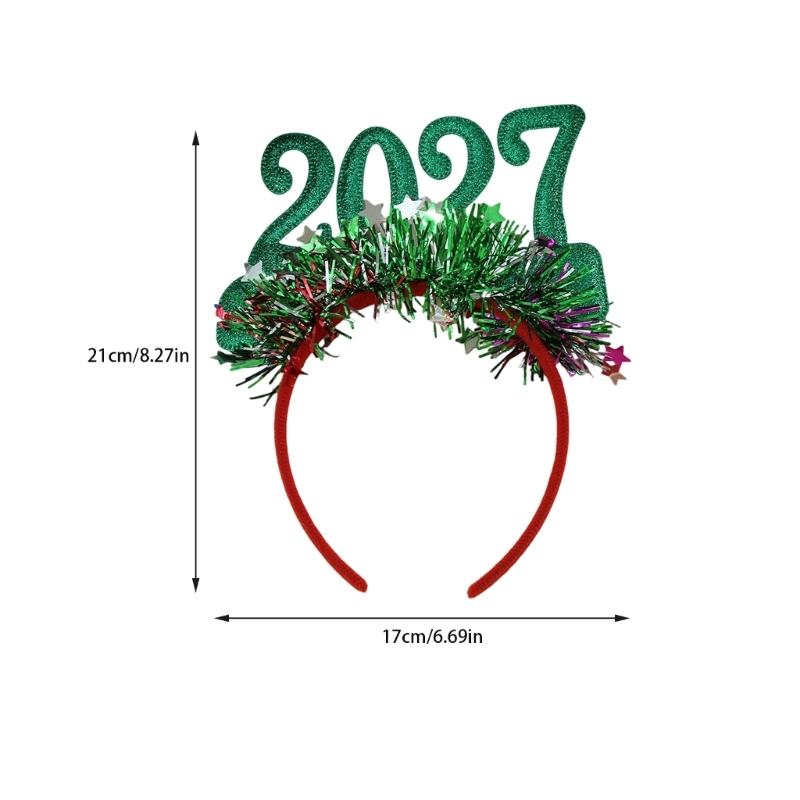 Bentiță Anul Nou 2027 Accesoriu de Păr Festiv pentru Petreceri de Crăciun cu Detaliu Cifra Strălucitoare și Ornamente cu Stele Mici