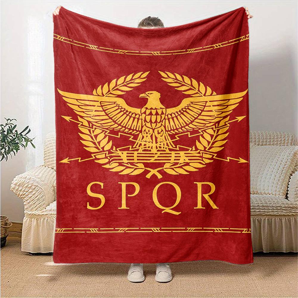 1pc Eagle SPQR Throw Blanket - Soft Flannel, Cozy All-Season Polyester Perfect for Home, Office, Bedroom - Ideal Gift s1188