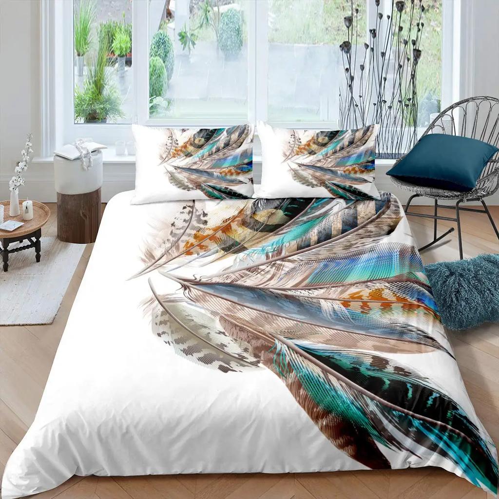 Peacock Duvet Cover Set King Size Floral Pattern Bedding Set Retro Peacock Feather Floral Theme Comforter Cover Luxury Quilt Set
