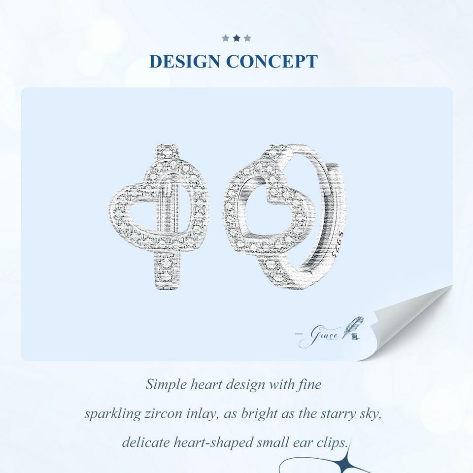 BAMOER – boucles d'oreilles en argent Sterling 925, boucles d'oreilles en forme de cœur éblouissant, Design Original, bijoux fins d'anniversaire pour femmes et filles