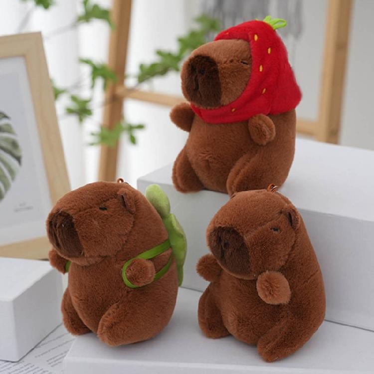 Cute Capybara Keychain Plush Bag Charm Accessory Adorable Stuffed Doll Keyring