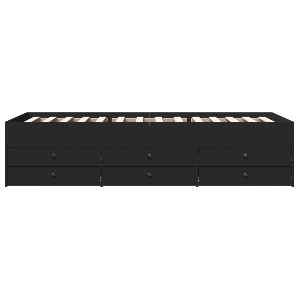 Daybed with Drawers Without Mattress Black 75 x 190 cm