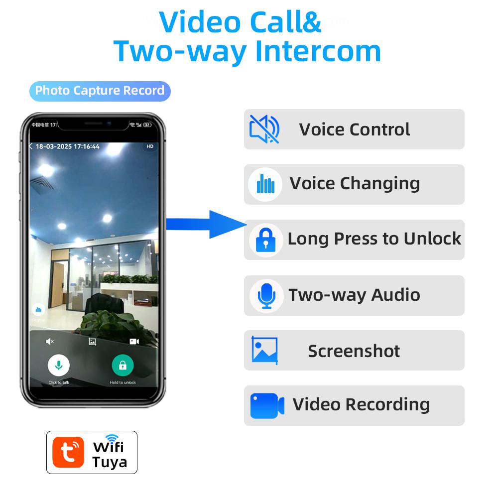 RAYKUBE Fechadura inteligente Tuya WiFi totalmente automática, intercomunicador de vídeo, desbloqueio remoto, reconhecimento facial
